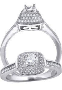 925 Sterling Silver Womens Cubic Zirconia Square Head Engagement Ring Size 6