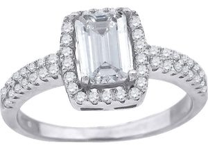 925 Sterling Silver Womens Cubic Zirconia Engagement Ring Size 7