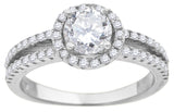 925 Sterling Silver Womens Cubic Zirconia Halo Engagement Ring Size 7