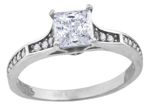 925 Sterling Silver Womens Cubic Zirconia Engagement Ring Size 6