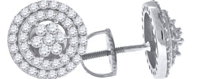 925 Sterling Silver Womens Cubic Zirconia Halo Stud Earrings