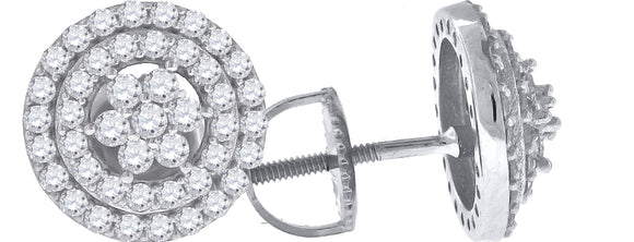 925 Sterling Silver Womens Cubic Zirconia Halo Stud Earrings