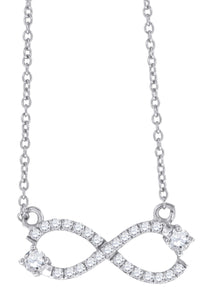 925 Sterling Silver Women Cubic Zirconia Rolo Link Infinity Necklace