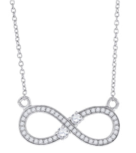925 Sterling Silver Women Cubic Zirconia Rolo Link Infinity Necklace