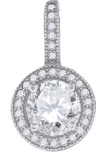 925 Sterling Silver Womens Cubic-Zirconia Charm Pendant