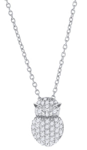 925 Sterling Silver Women Cubic Zirconia Rolo Link Wildlife Owl Necklace