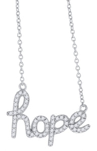 925 Sterling Silver Women Cubic Zirconia Rolo Link Hope Necklace