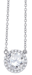 925 Sterling Silver Women Cubic Zirconia Rolo Link Fashion Halo Necklace