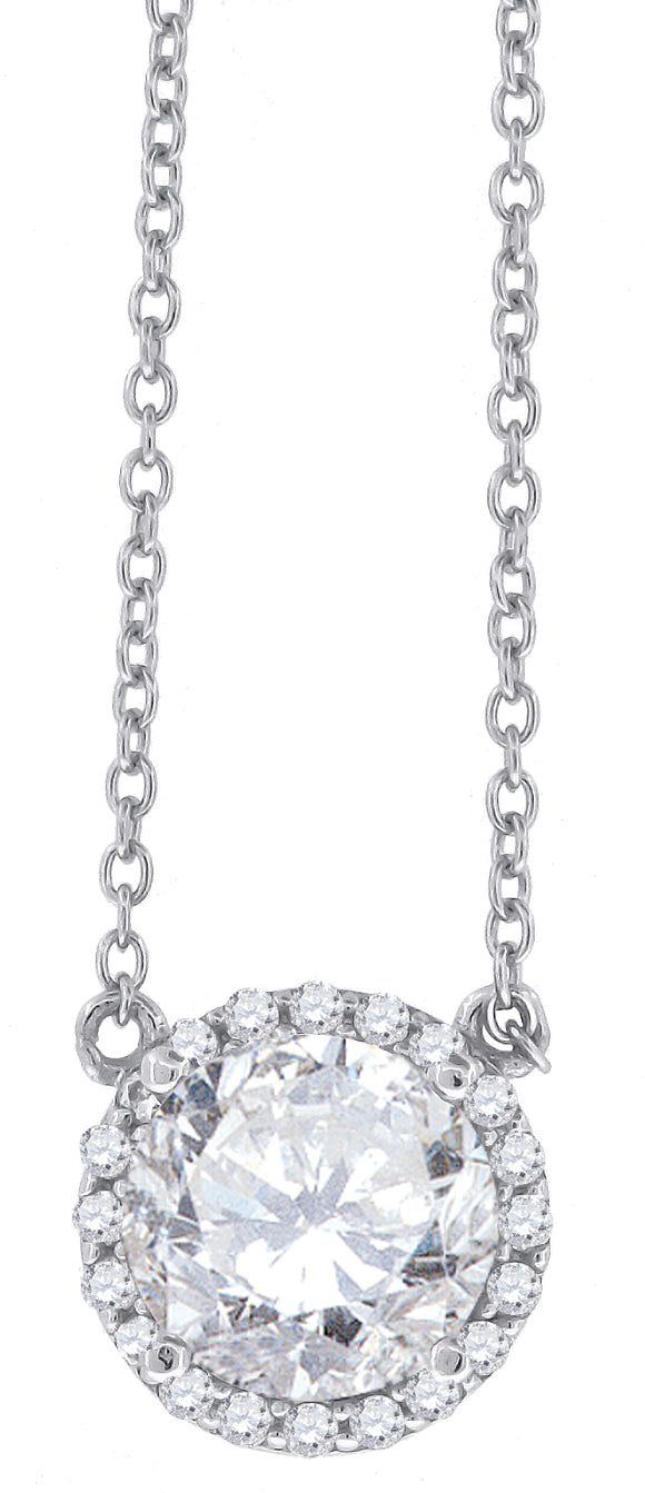 925 Sterling Silver Women Cubic Zirconia Rolo Link Fashion Halo Necklace