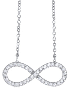 925 Sterling Silver Women Cubic Zirconia Rolo Link Infinity Necklace