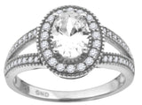925 Sterling Silver Womens Oval Cubic-Zirconia Oval Head Fashion Ring Size 8