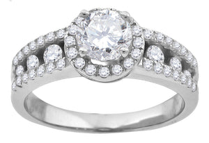925 Sterling Silver Womens Cubic-Zirconia Engagement Ring Size 8