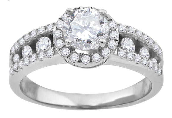 925 Sterling Silver Womens Cubic-Zirconia Engagement Ring Size 8