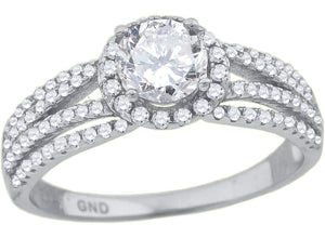 925 Sterling Silver Womens Cubic-Zirconia Fashion Engagement Ring Size 7
