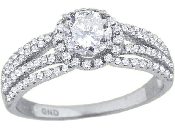 925 Sterling Silver Womens Cubic-Zirconia Fashion Engagement Ring Size 7