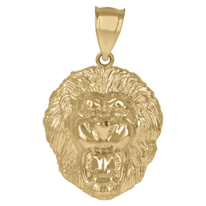 10KT Two-Tone Gold Mens Lion Head Charm Pendant