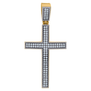 10kt Two-tone Gold Mens Women Cubic Zirconia Cubic-zirconia Crucifix Cross Religious Charm Pendant