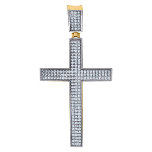 10kt Two-tone Gold Mens Women Cubic Zirconia Cubic-zirconia Crucifix Cross Religious Charm Pendant