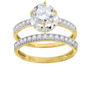 10kt Two-tone Gold Womens Round Cubic Zirconia DC Bridal Ring Set