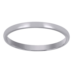 14kt White Gold Unisex Dome Polished Comfort-fit 2mm-Size 6 Wedding Engagement Band Ring