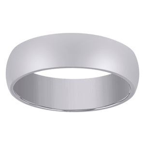 14kt White Gold Unisex Dome Polished Comfort-fit 6mm-Size 6 Wedding Engagement Band Ring