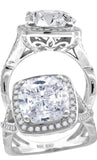 925 Sterling Silver Womens Cubic Zirconia Square Head Engagement Ring Size 7