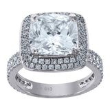 925 Sterling Silver Womens Cubic Zirconia Square Head Engagement Ring Size 8