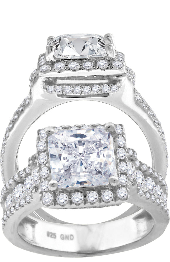 925 Sterling Silver Womens Cubic Zirconia Engagement Ring Size 7
