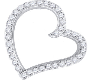 925 Sterling Silver Womens CZ Heart Slide Pendant