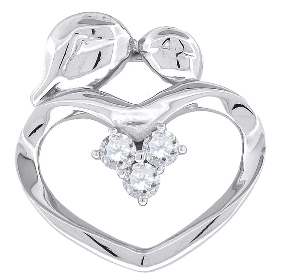 925 Sterling Silver Womens CZ Heart Slide Pendant