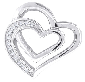 925 Sterling Silver Womens CZ Heart Slide Pendant