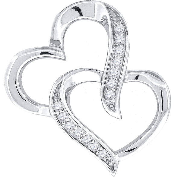 925 Sterling Silver Womens CZ Heart Slide Pendant