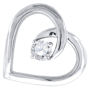 925 Sterling Silver Womens CZ Heart Slide Pendant