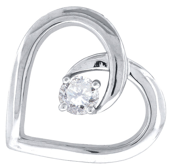925 Sterling Silver Womens CZ Heart Slide Pendant