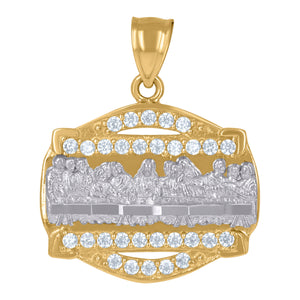 10kt Two-tone Gold Unisex Cubic Zirconia Cubic-zirconia Supper Last Religious Charm Pendant