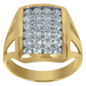 10kt Two-tone Gold Mens Cubic Zirconia DC Convex Square Band Ring