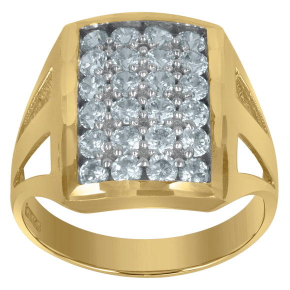10kt Two-tone Gold Mens Cubic Zirconia DC Convex Square Band Ring