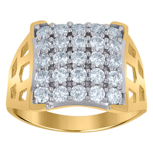 10kt Two-tone Gold Mens Cubic Zirconia Square Engagement Ring
