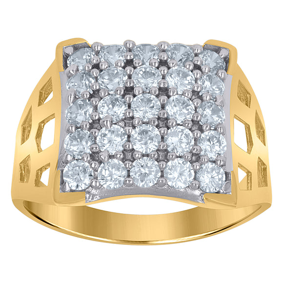 10kt Two-tone Gold Mens Cubic Zirconia Square Engagement Ring