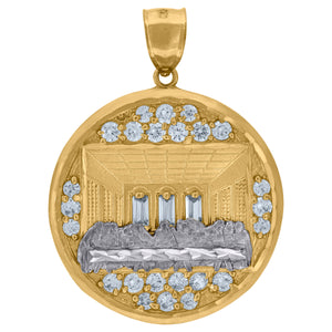 10KT Two-Tone Gold Mens Cubic Zirconia Last Supper Religious Charm Pendant