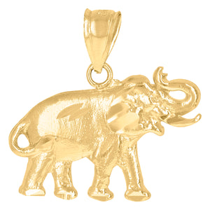 10kt Yellow Gold Unisex Elephant Animal Charm Pendant
