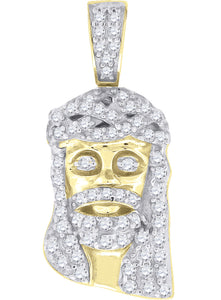 925 Sterling Silver Yellow-tone Mens CZ Jesus Religious Charm Pendant