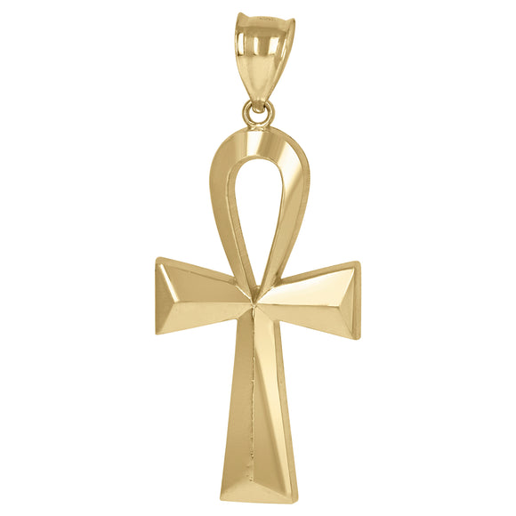 10KT Yellow Gold Mens Ankh Cross Egyptian Religious Charm Pendant