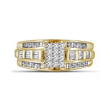 10kt Yellow Gold Princess Diamond Cluster Bridal Wedding Engagement Ring 1/2 Cttw - Size 5