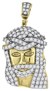925 Sterling Silver Yellow-tone Mens CZ Jesus Religious Charm Pendant