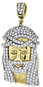 925 Sterling Silver Yellow-tone Mens CZ Jesus Religious Charm Pendant