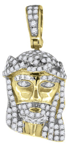 925 Sterling Silver Yellow-tone Mens CZ Jesus Religious Charm Pendant
