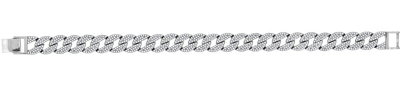 925 Sterling Silver Unisex Micropave Cubic Zirconia Cuban Link Bracelet
