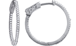 925 Sterling Silver Womens Cubic Zirconia Single Row Huggie Hoop Earrings