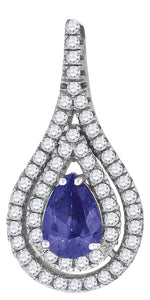 925 Sterling Silver Womens Blue & White Cubic-Zirconia Tear Drop Charm Pendant